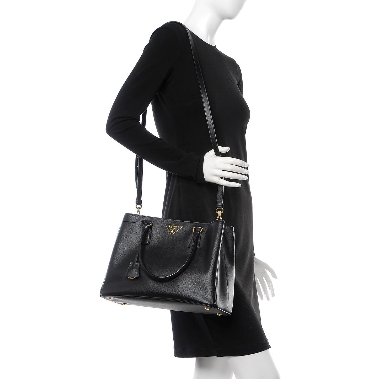 Saffiano Lux Medium Tote Black