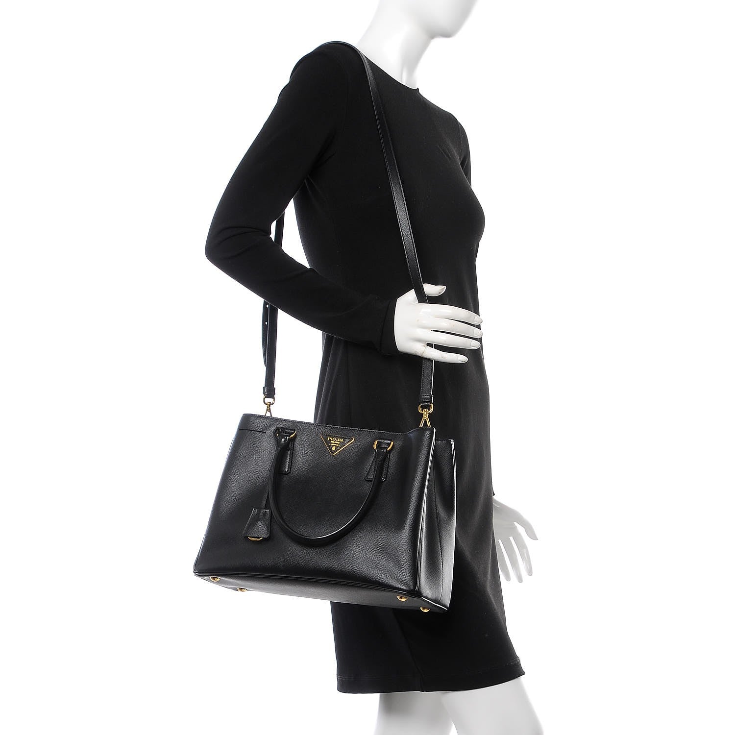 Prada Saffiano Lux Medium Tote Black 2 of 9