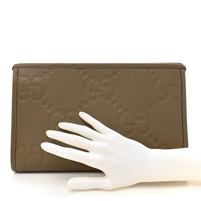 Gucci Piuma Calfskin Jumbo GG Embossed Pouch Good Taupe 2 of 13