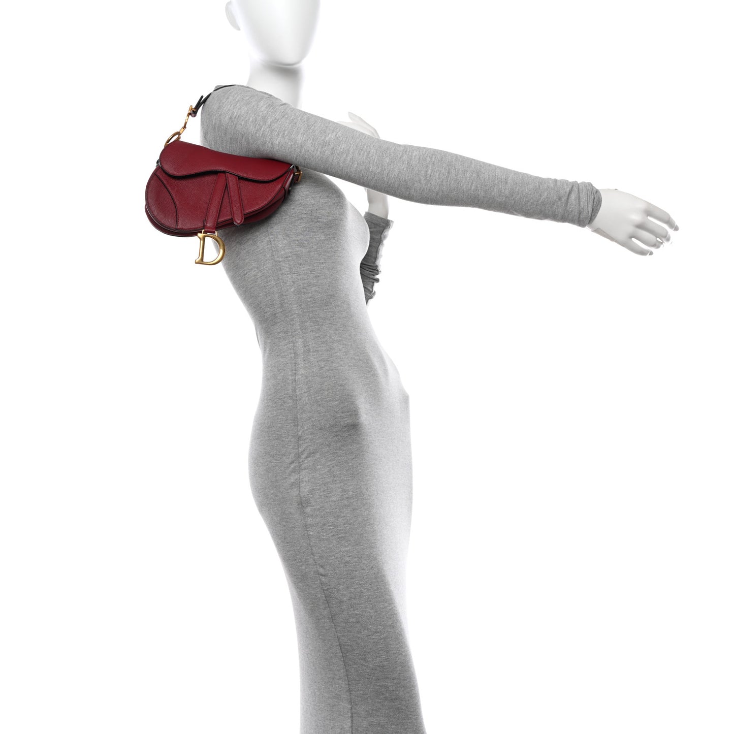 Grained Calfskin Mini Saddle Bag Red
