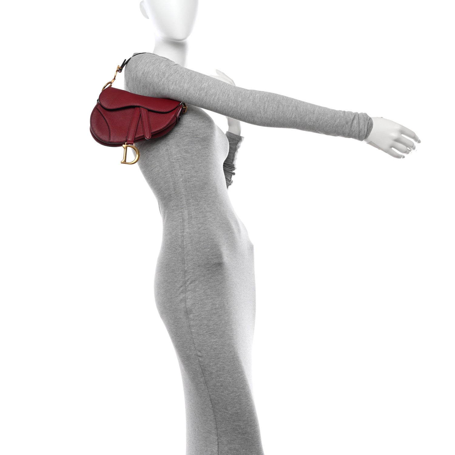 Christian Dior Grained Calfskin Mini Saddle Bag Red 2 of 11