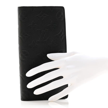 Louis Vuitton Calfskin Monogram Shadow Brazza Wallet Black 2 of 7