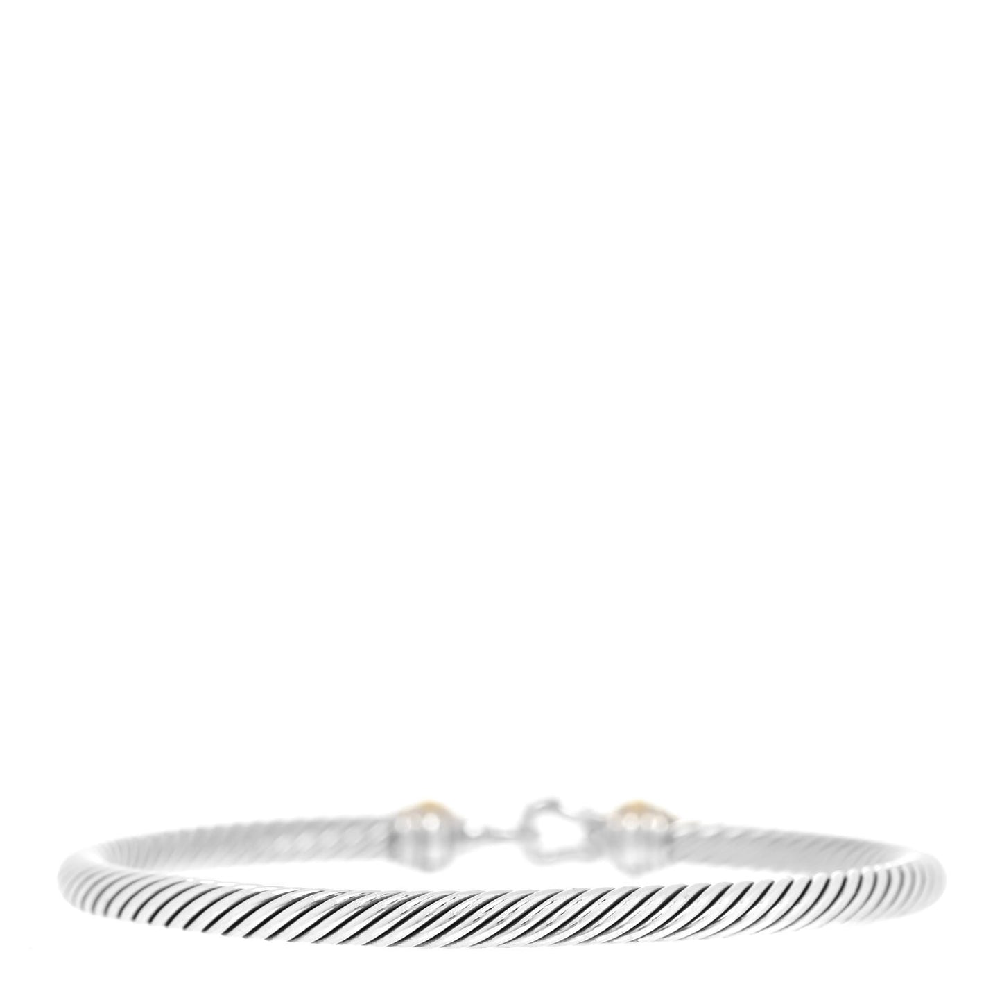 Sterling Silver 18K Yellow Gold 4mm Cable Classic Buckle Bracelet