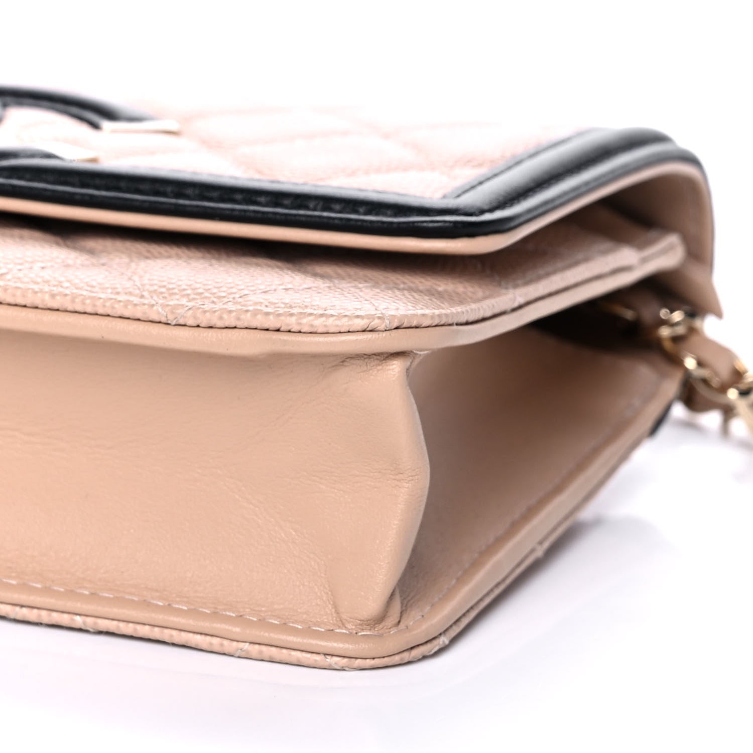 Chanel Caviar Quilted CC Filigree Wallet On Chain WOC Beige Black 11 of 13