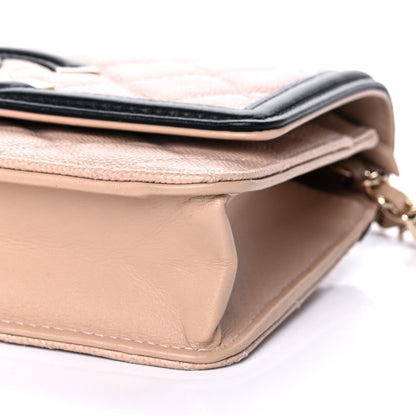 Chanel Caviar Quilted CC Filigree Wallet On Chain WOC Beige Black 11 of 13