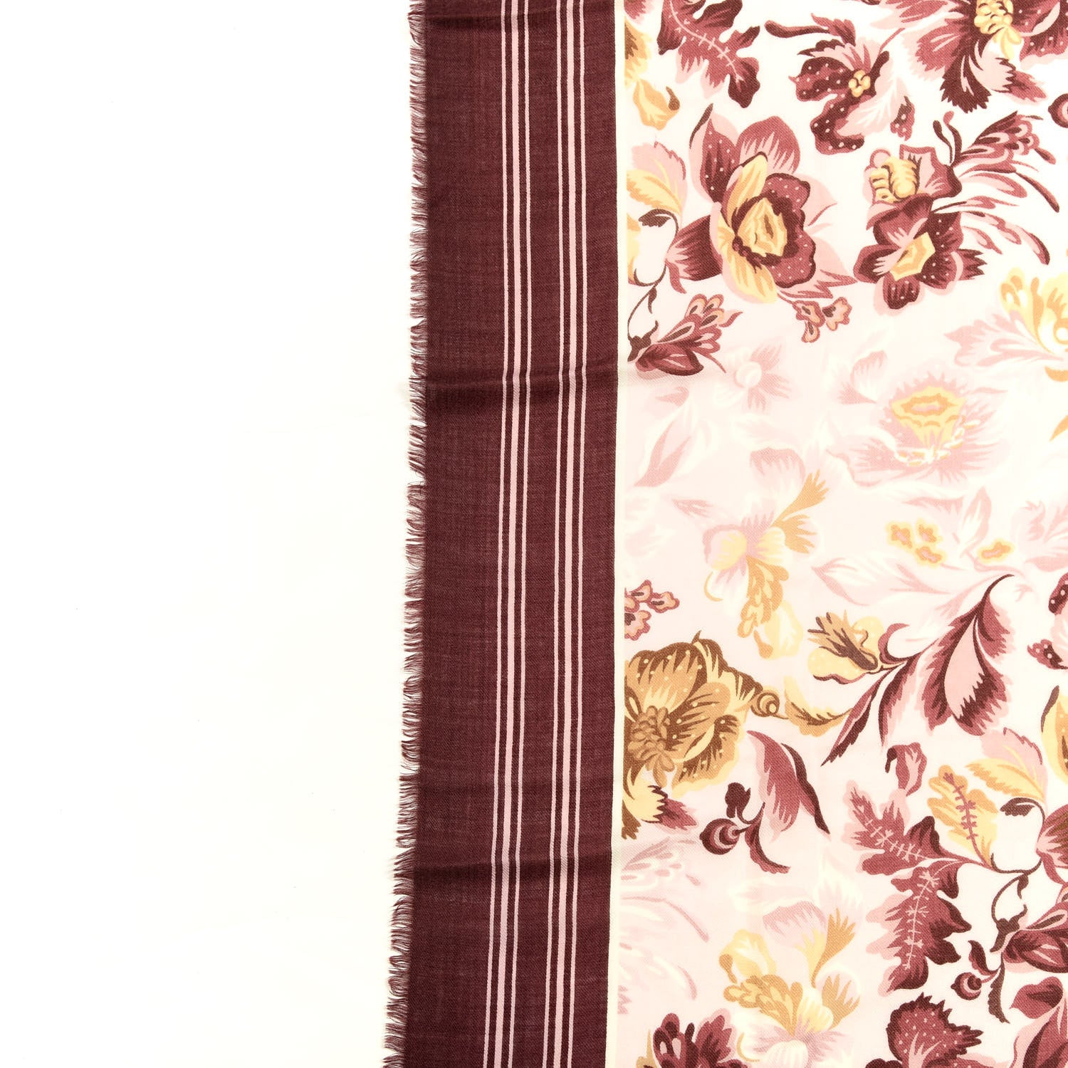Burberry Cashmere Floral Scarf Pink Burgundy 4 of 4