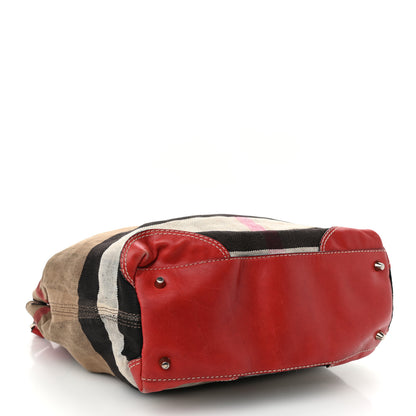 Burberry Canvas Mega Check Medium Ashby Hobo Saddle Cadmium Red 4 of 11
