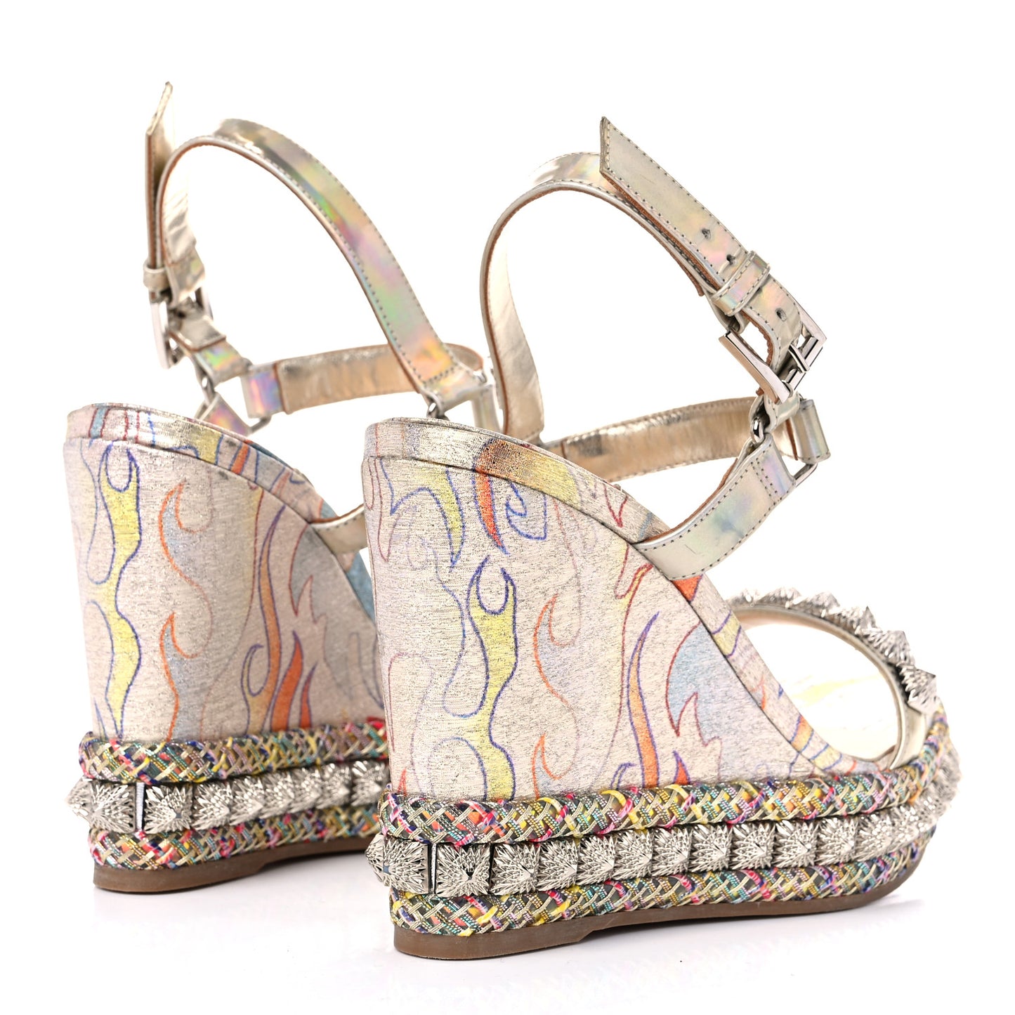 Lurex Flame Pira Ryad 110 Wedge Sandals 36 Platine Multicolor