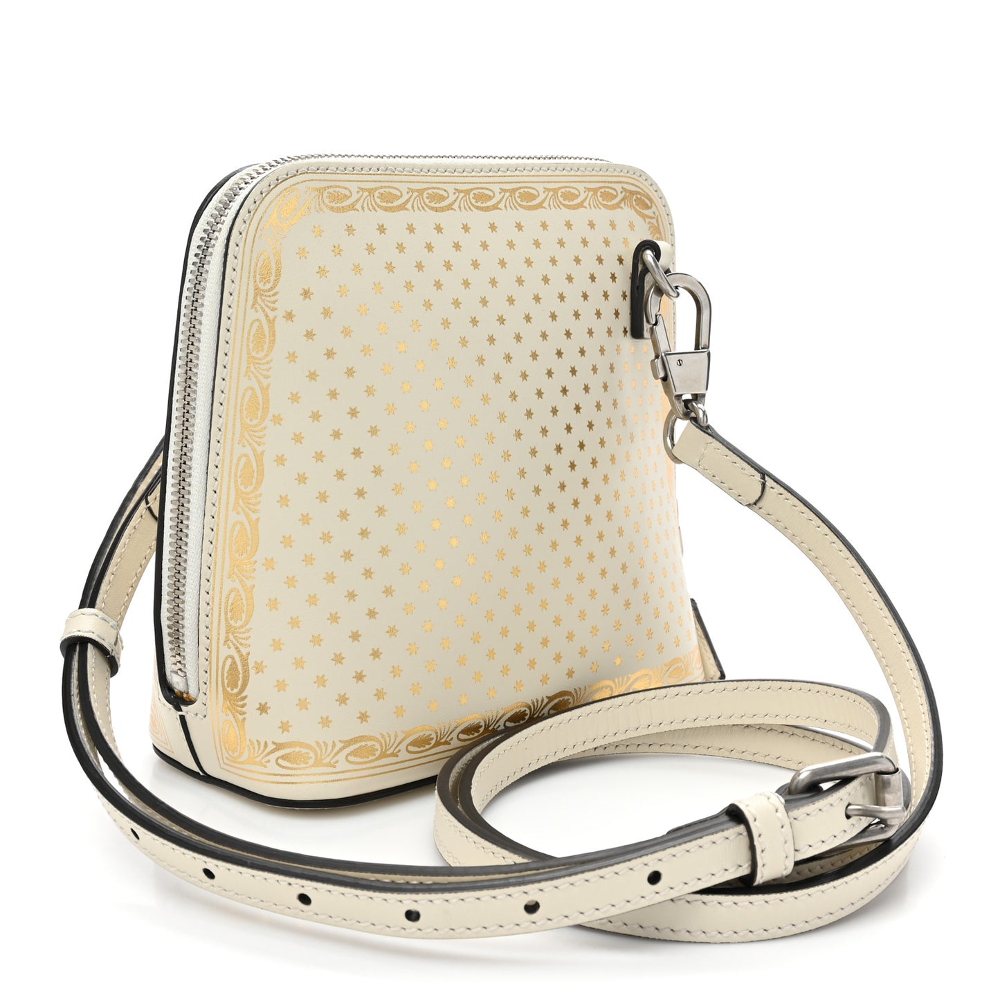X SEGA Calfskin GUCCY Stars Mini Dome Shoulder Bag Mystic White Gold