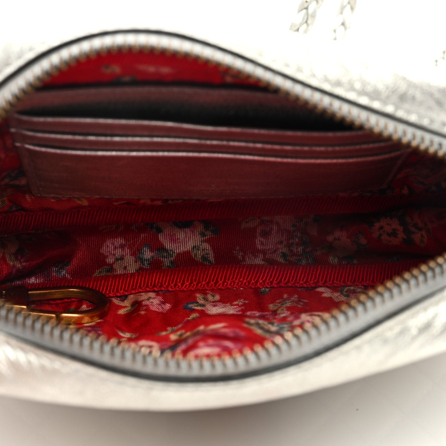 Laminated Nappa Web Trapuntata Mini GG Shoulder Bag Argento