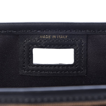 Fendi Glazed Fabric Vitello Century FF 1974 Stamp Patch Mini Peekaboo Defender Cover Mogano Panna Black 7 of 10
