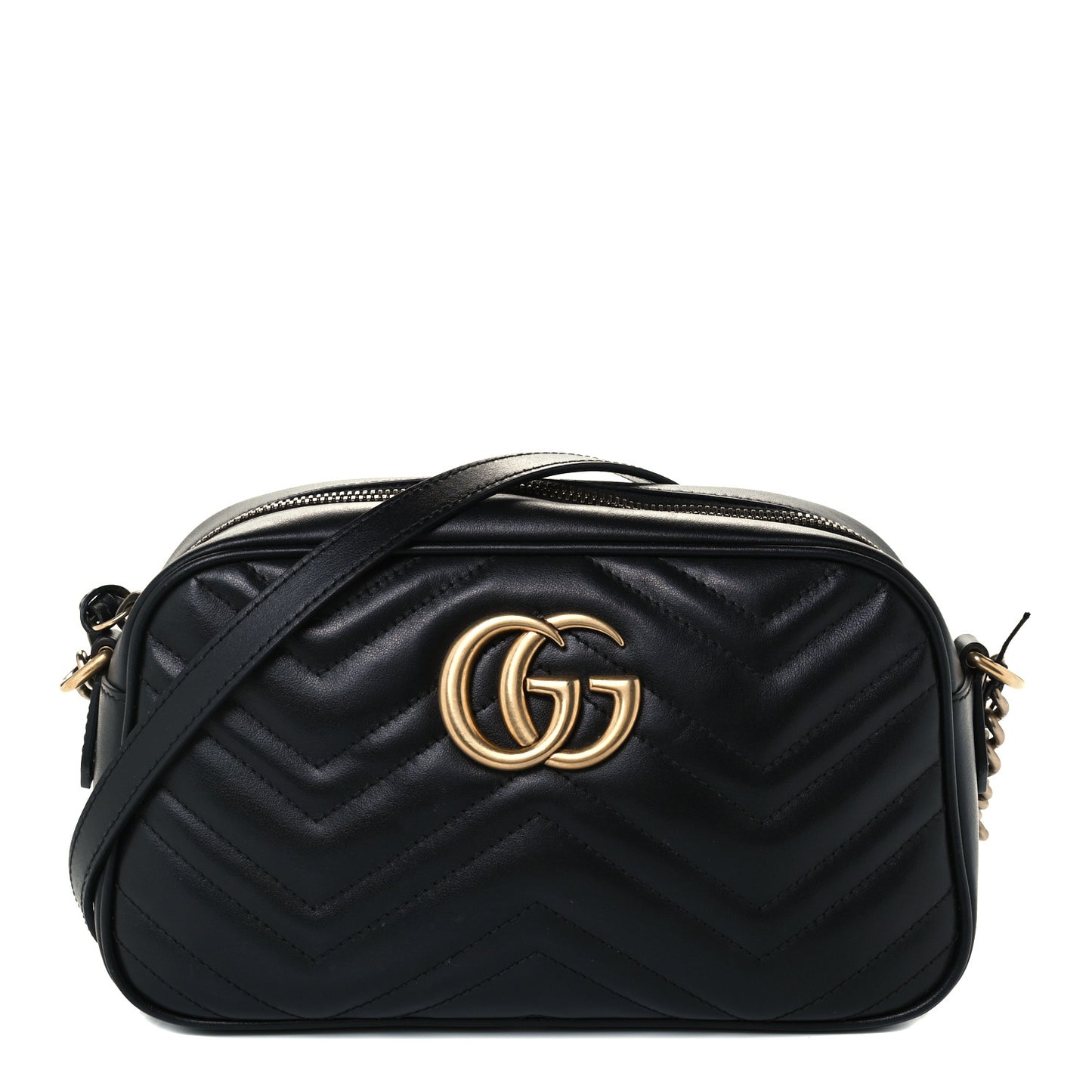 Calfskin Matelasse Small GG Marmont Chain Shoulder Bag Black