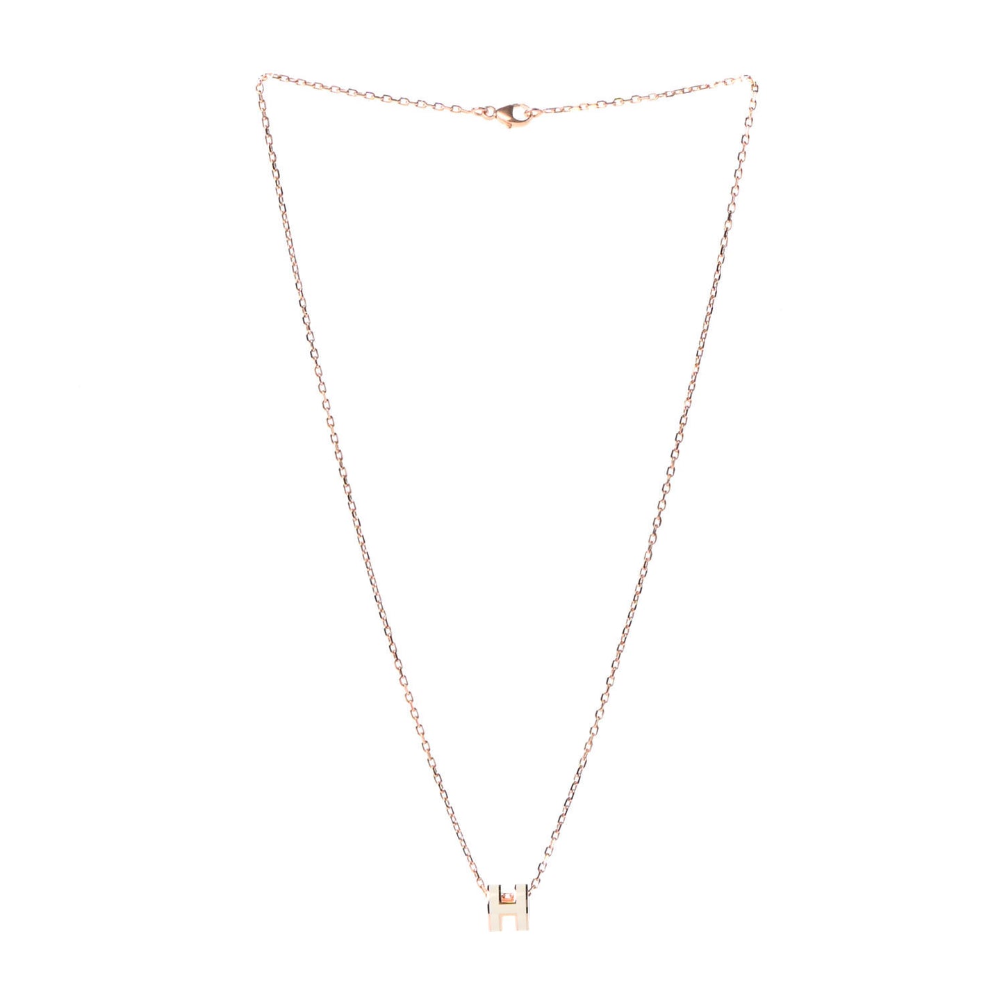 Lacquered Rose Gold Mini Pop H Pendant Necklace White