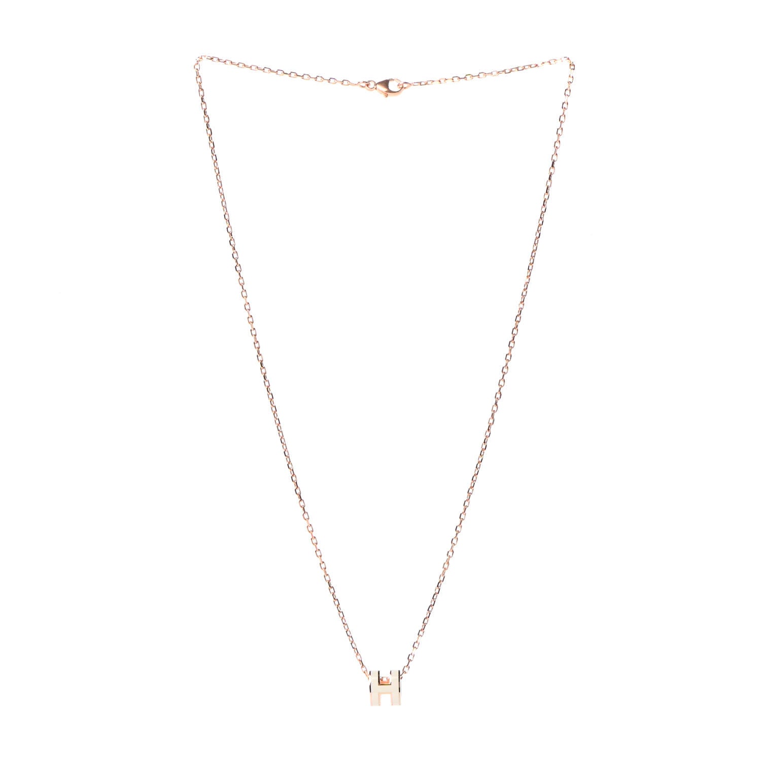 Hermes Lacquered Rose Gold Mini Pop H Pendant Necklace White 3 of 7
