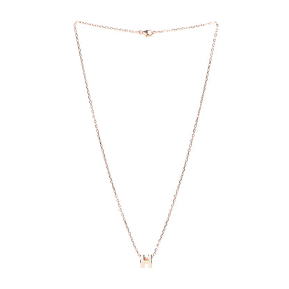 Hermes Lacquered Rose Gold Mini Pop H Pendant Necklace White 3 of 7