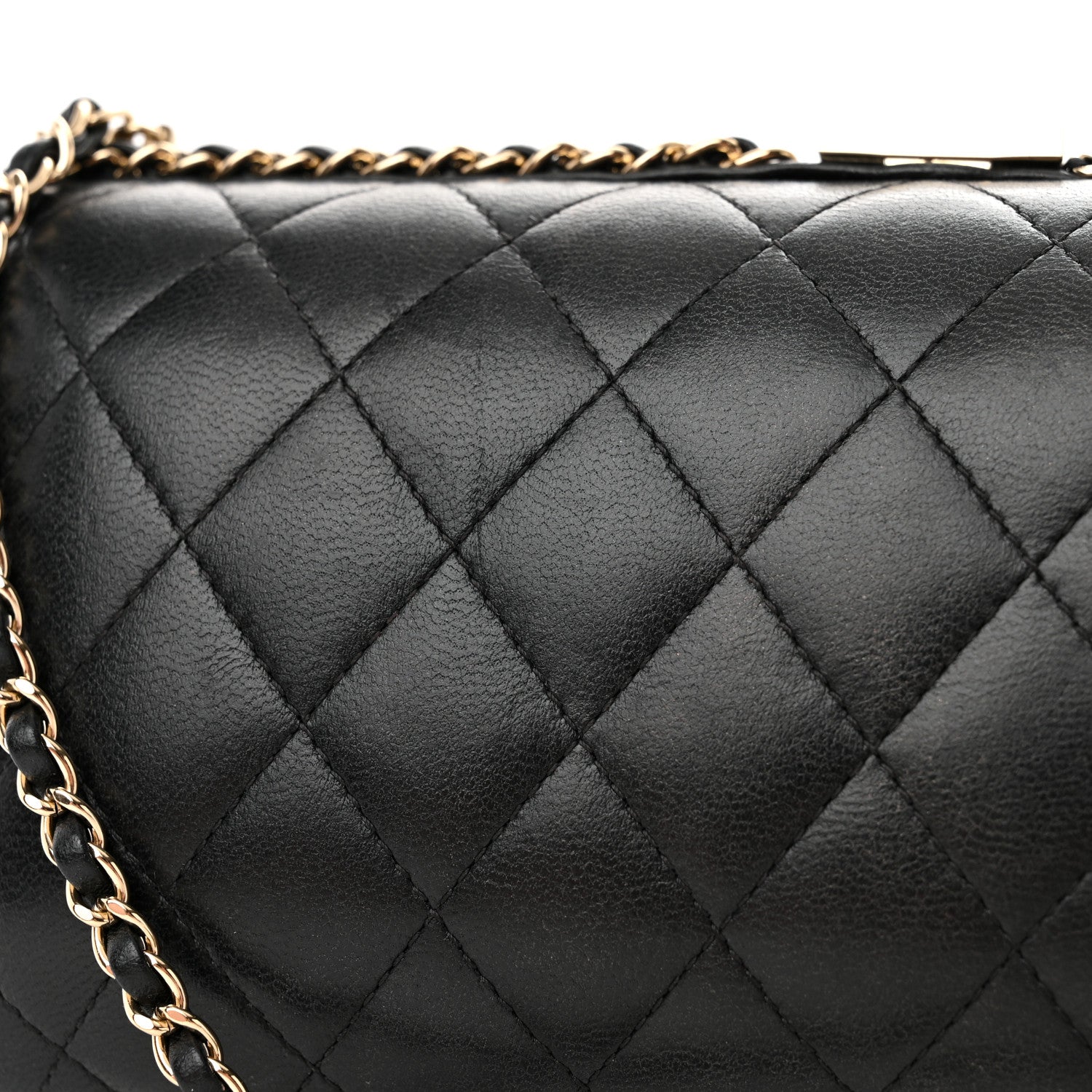 Chanel Lambskin Quilted Pearl Crystal Chain Around Clutch Black 19 of 20