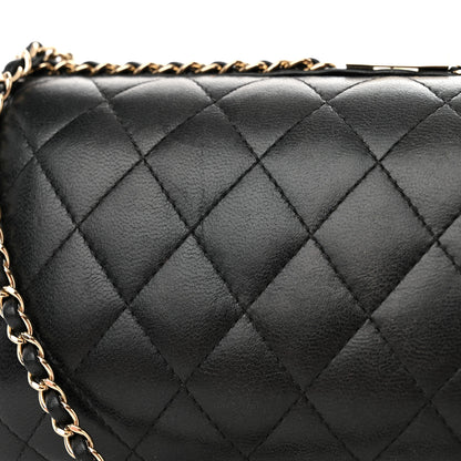 Chanel Lambskin Quilted Pearl Crystal Chain Around Clutch Black 19 of 20