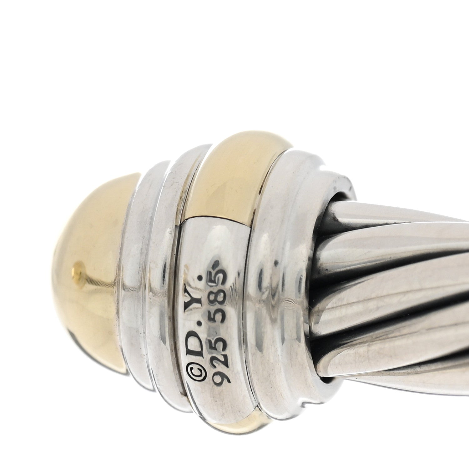 David Yurman Sterling Silver 14K Yellow Gold 7mm Cable Classics Dome Bracelet 3 of 3