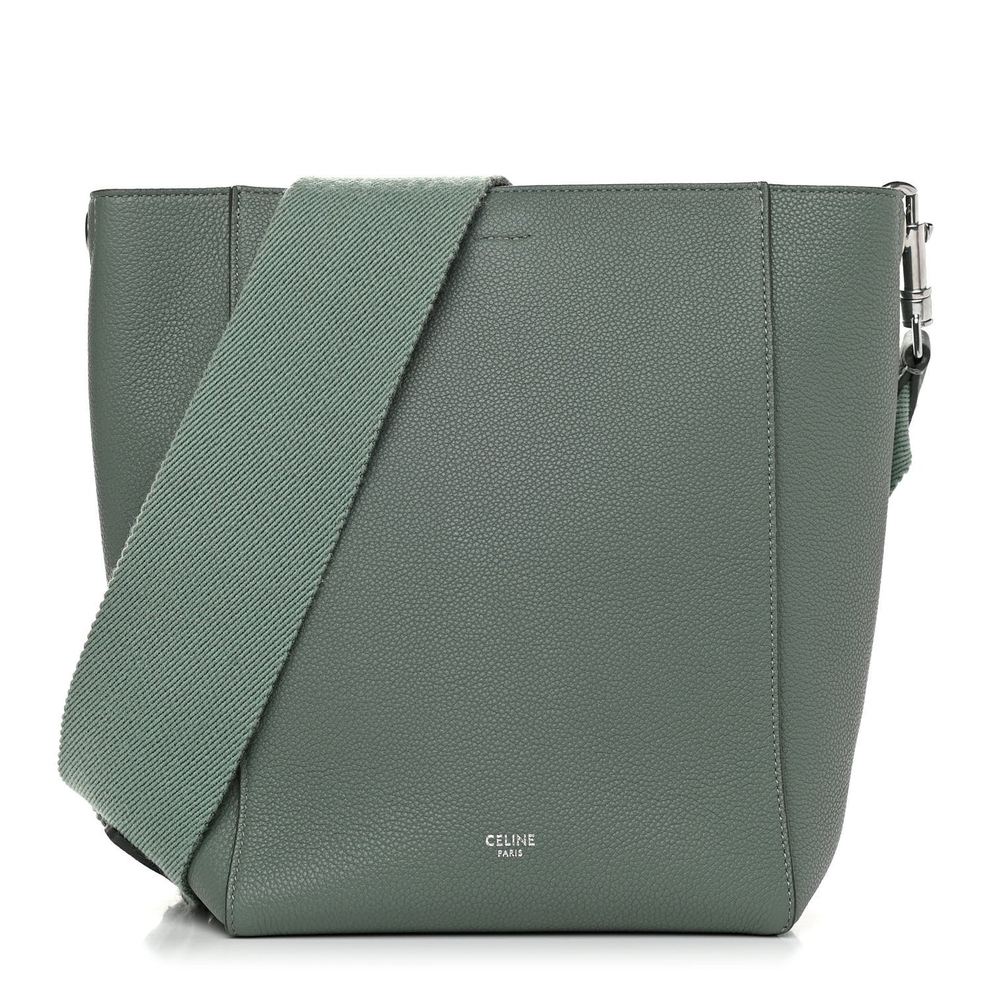Soft Grained Calfskin Small Sangle Bucket Bag Green