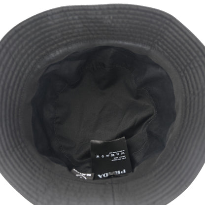 Prada Re-Nylon Metal Triangle Logo Mens Bucket Hat L Black 7 of 9