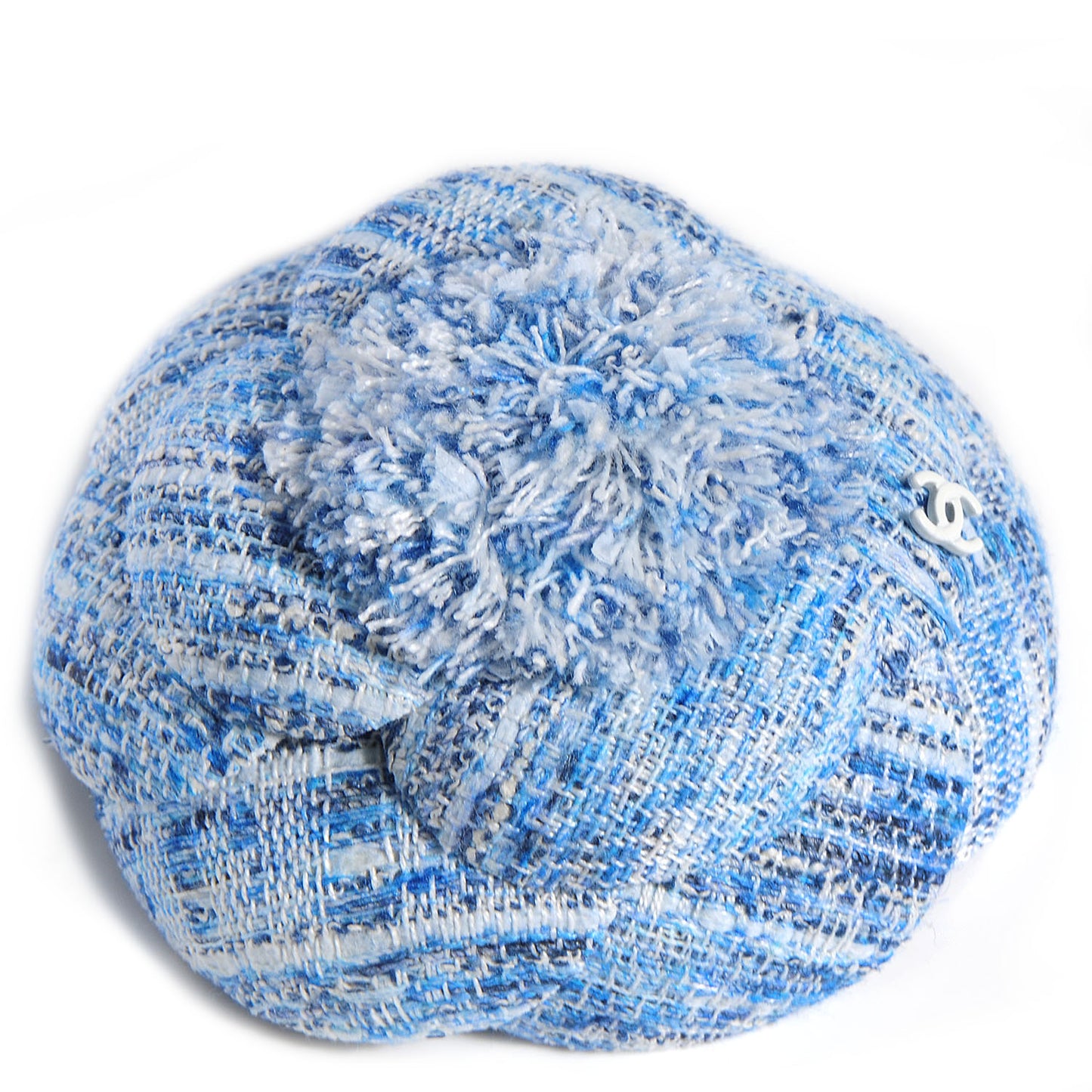 Fantasy Tweed Camellia Pin Brooch Sky Blue White