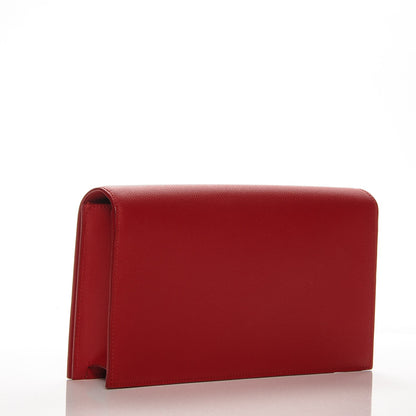 Saint Laurent Grain De Poudre Classic Monogram Clutch New Red 3 of 8