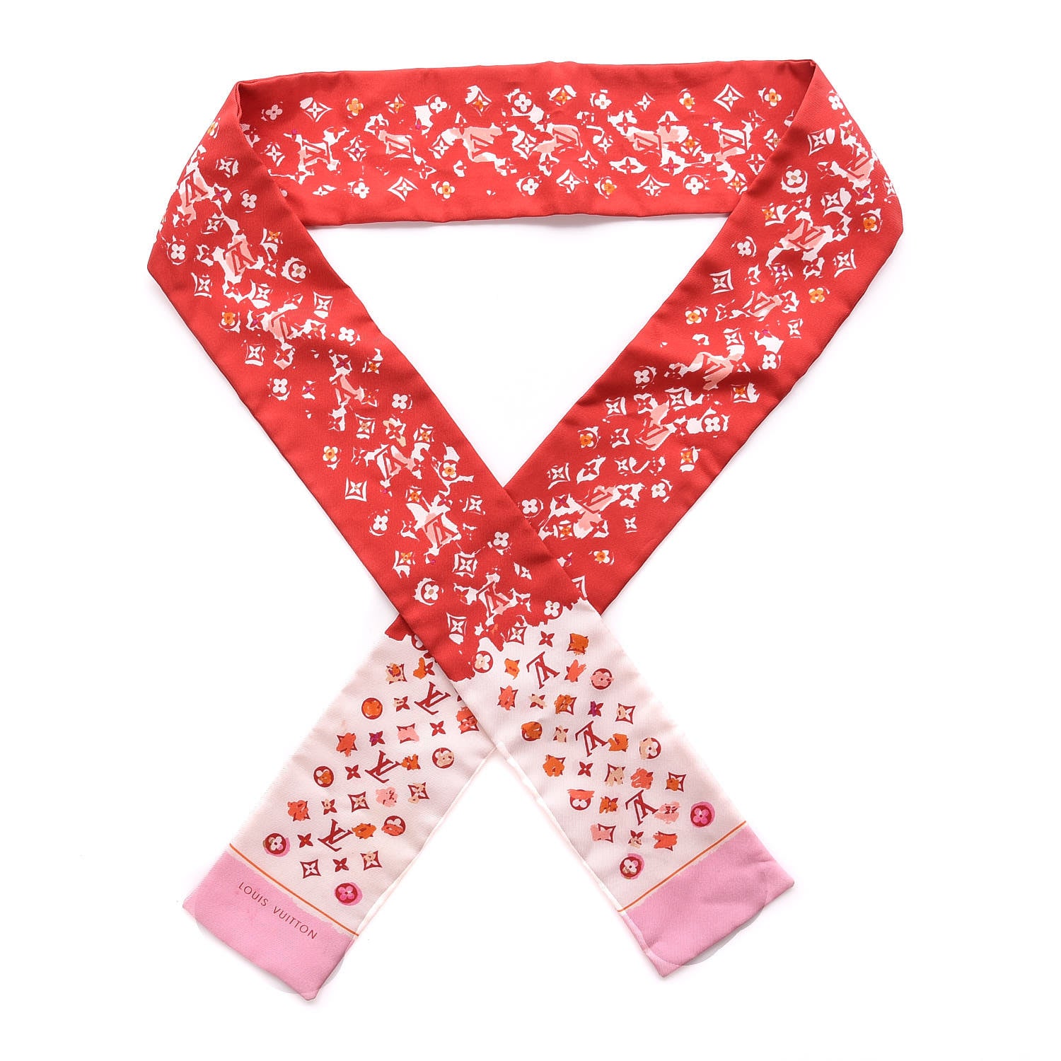 Louis Vuitton Silk Monogram Splash Bandeau Red 1 of 9