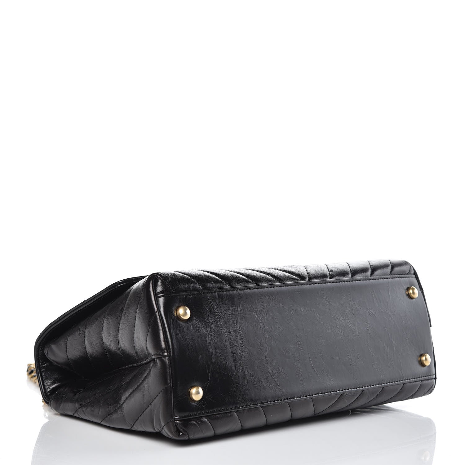 Chanel Calfskin Chevron Quilted Small Coco Handle Flap Black 4 of 9