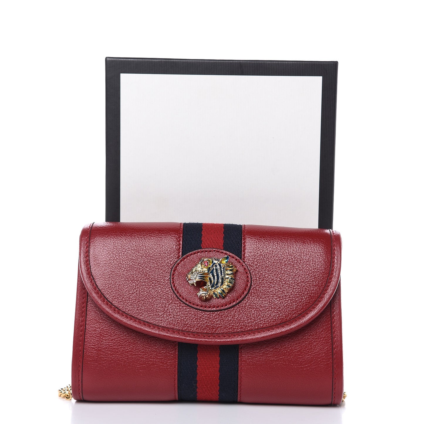 Textured Calfskin Web Mini Rajah Slim Flap Shoulder Bag Romantic Cherry