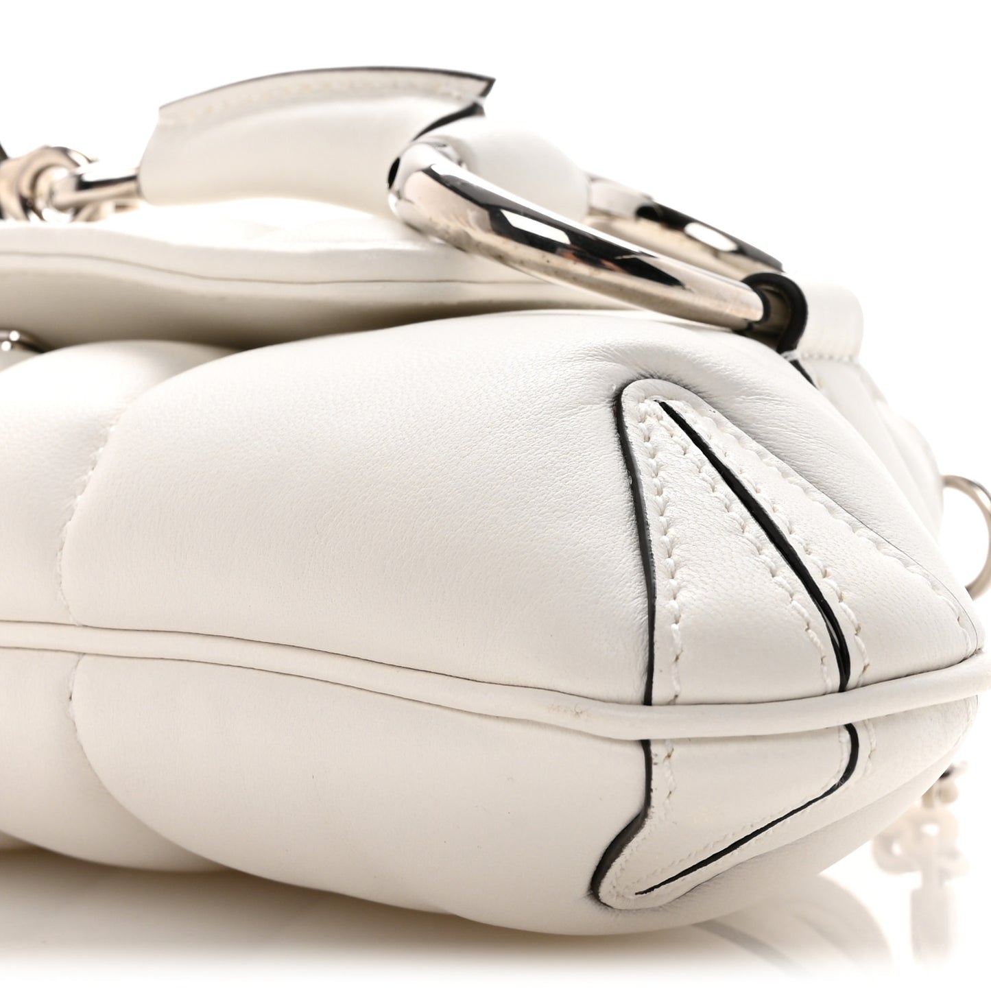 Nappa Vertical Matelasse Small Maxi Horsebit Chain Shoulder Bag Great White