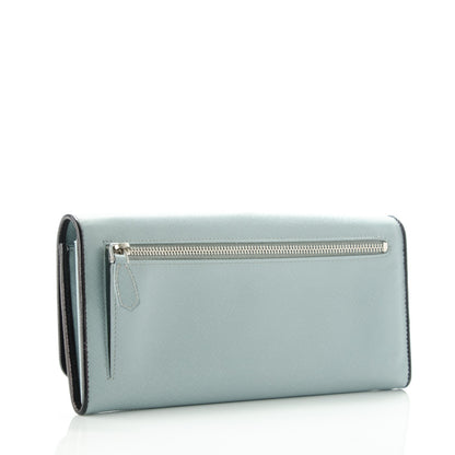 Prada Saffiano Bi-Color Turnlock Wallet Pervinca 3 of 14