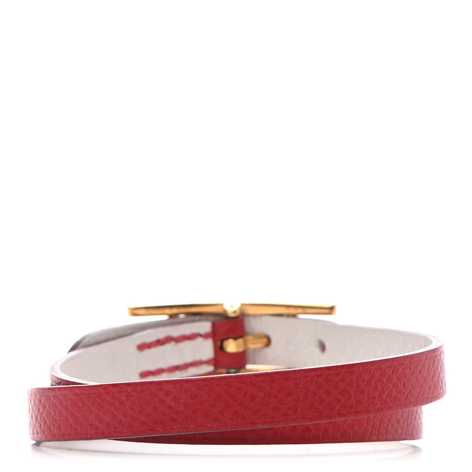 Hermes Epsom Reversible Behapi Double Tour Bracelet XS Rouge Garance White 3 of 5