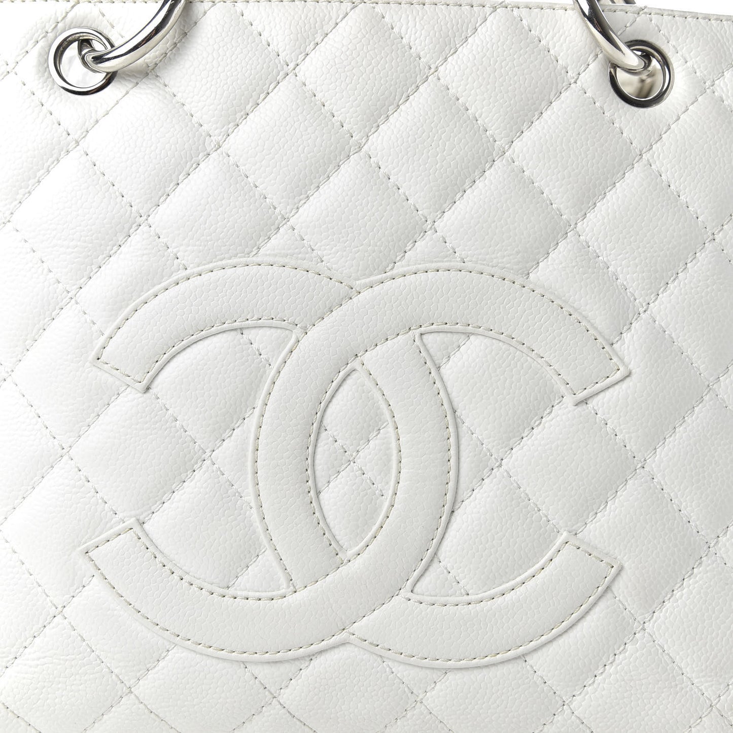 Caviar Quilted Grand Shopping Tote GST White