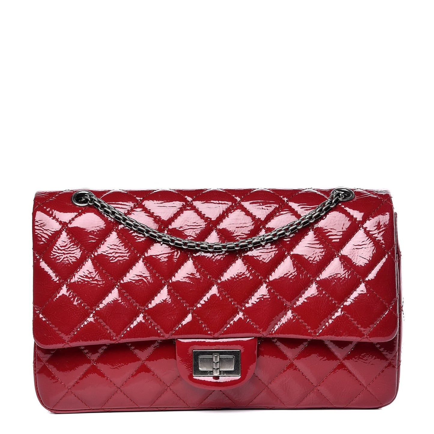 Distressed Patent Quilted 2.55 Reissue 227 Flap Red