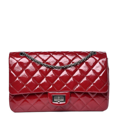 Chanel Distressed Patent Quilted 2.55 Reissue 227 Flap Red 1 of 10