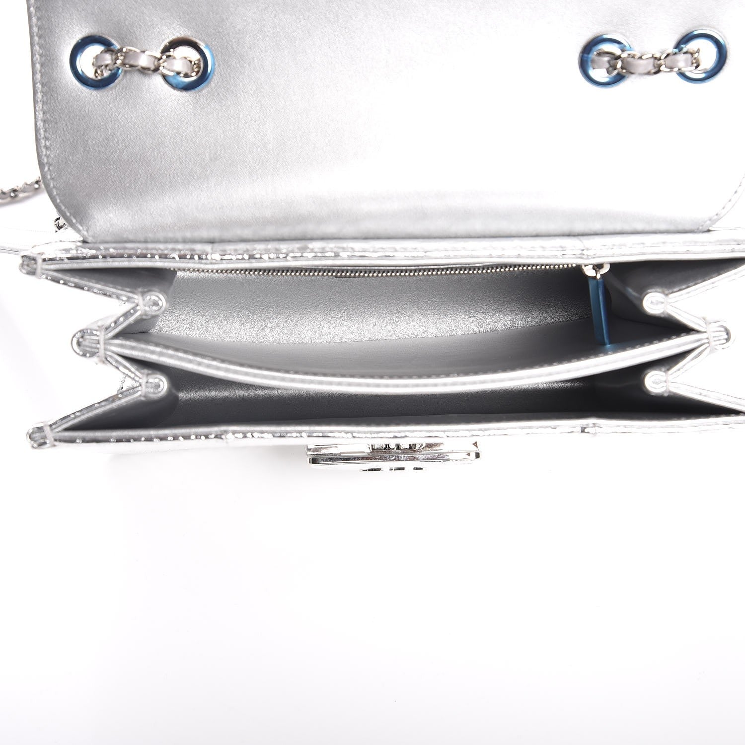 Chanel Metallic Python Beauty Lock Flap Silver 5 of 7