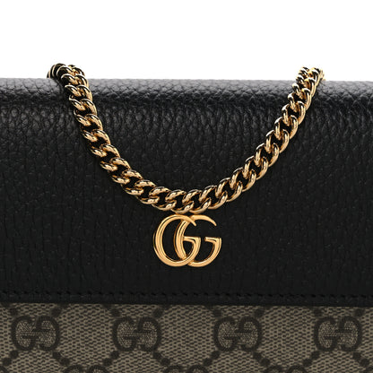 Gucci Dollar Calfskin GG Supreme Monogram Petite GG Marmont Wallet Chain Bag Black Beige Ebony 8 of 11