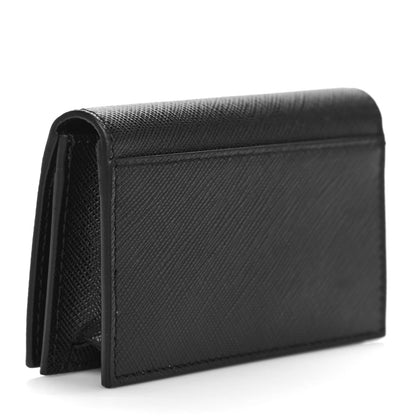 Prada Saffiano Shine Monochrome Metal Business Card Holder Black 3 of 10