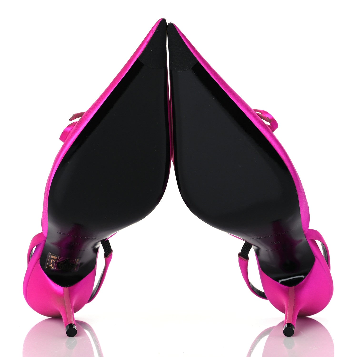Balenciaga Satin Pointed Toe Knife Slingback Mules 38 Rose Fuchsia 6 of 10