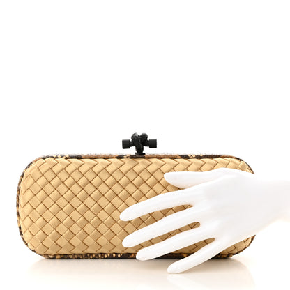 Bottega Veneta Satin Intreccio Impero Ayers Stretch Knot Clutch Camel 2 of 7