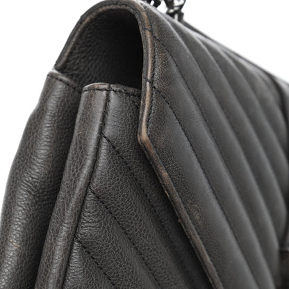 Saint Laurent Sheepskin Matelasse Chevron Monogram Medium College Bag Asphalt 9 of 11