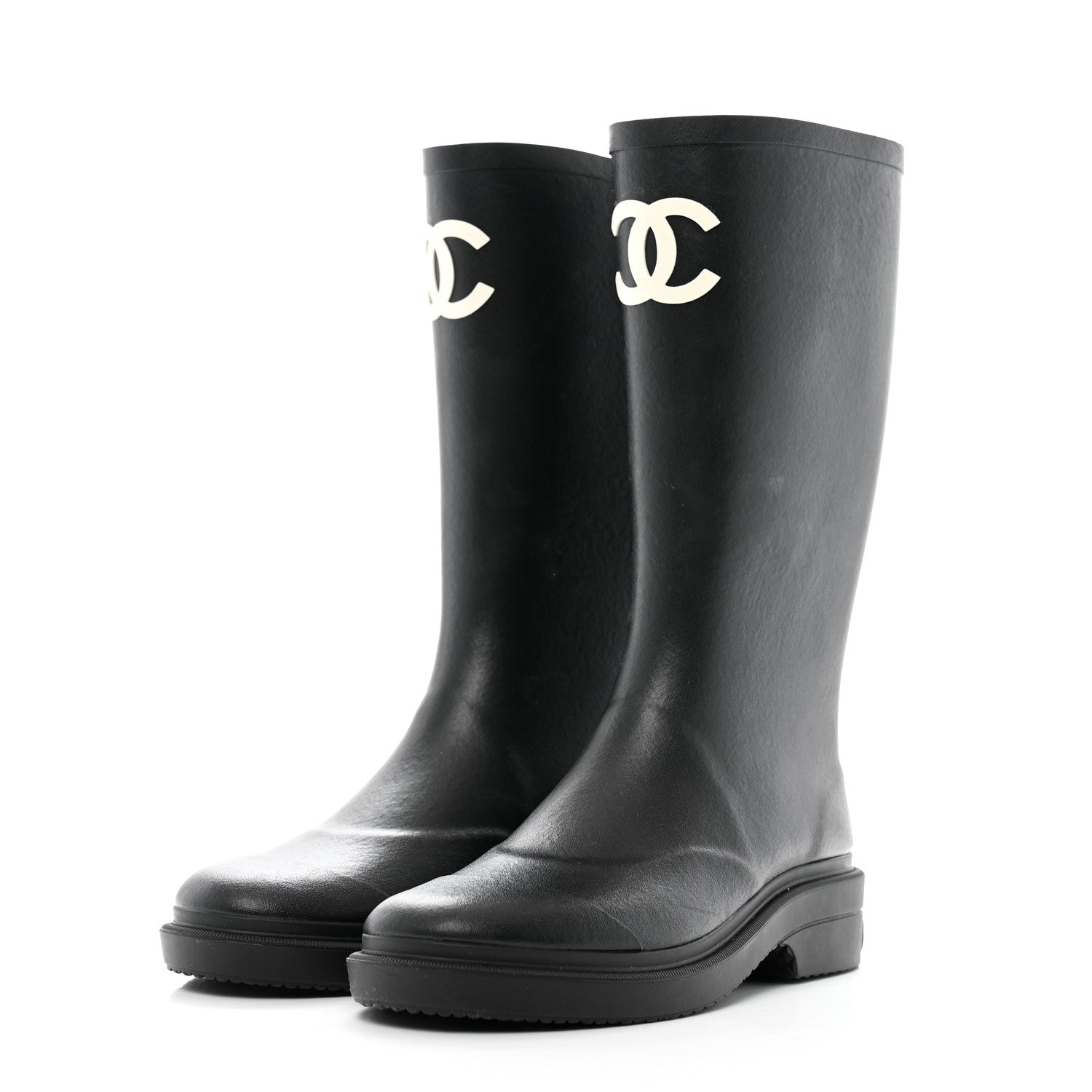 Chanel Caoutchouk CC High Boots 35 Black 3 of 10