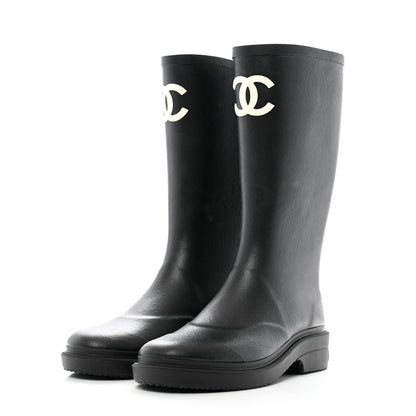 Chanel Caoutchouk CC High Boots 35 Black 3 of 10