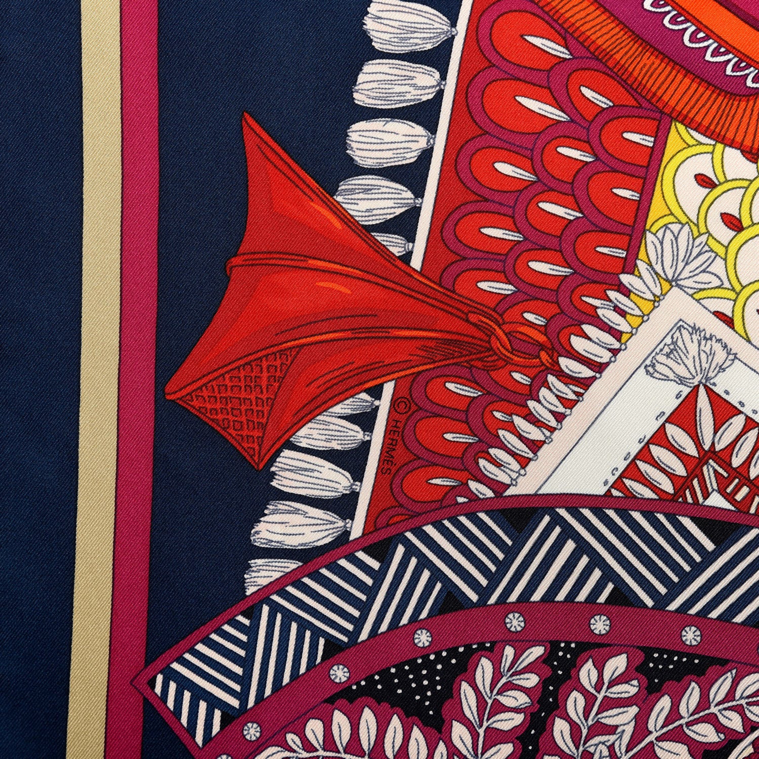 Hermes Silk Tapis De Selle Scarf 90 Marine Violet Rouge 3 of 4