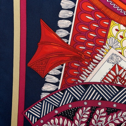 Hermes Silk Tapis De Selle Scarf 90 Marine Violet Rouge 3 of 4
