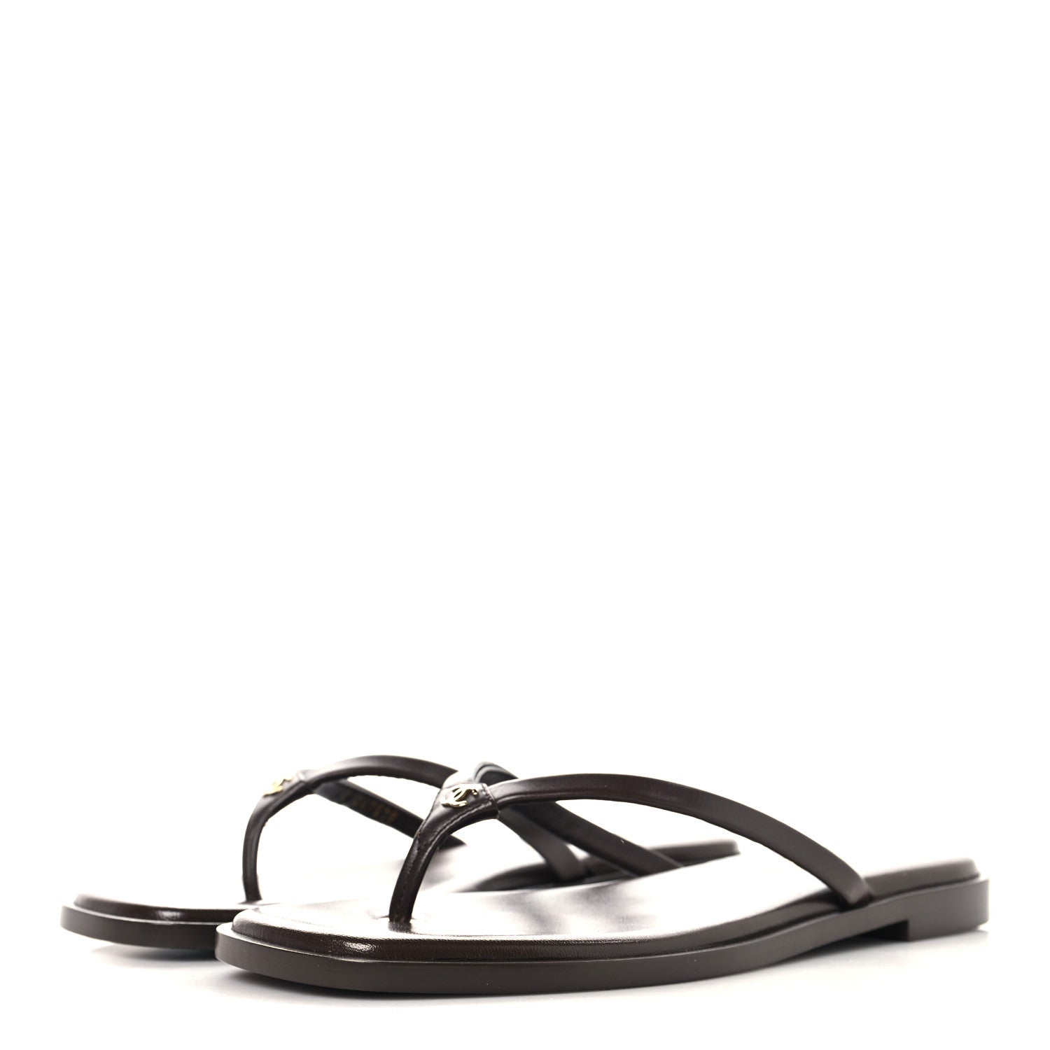 Chanel Goatskin CC Times Square Thong Sandals  37.5 Brown 4 of 9