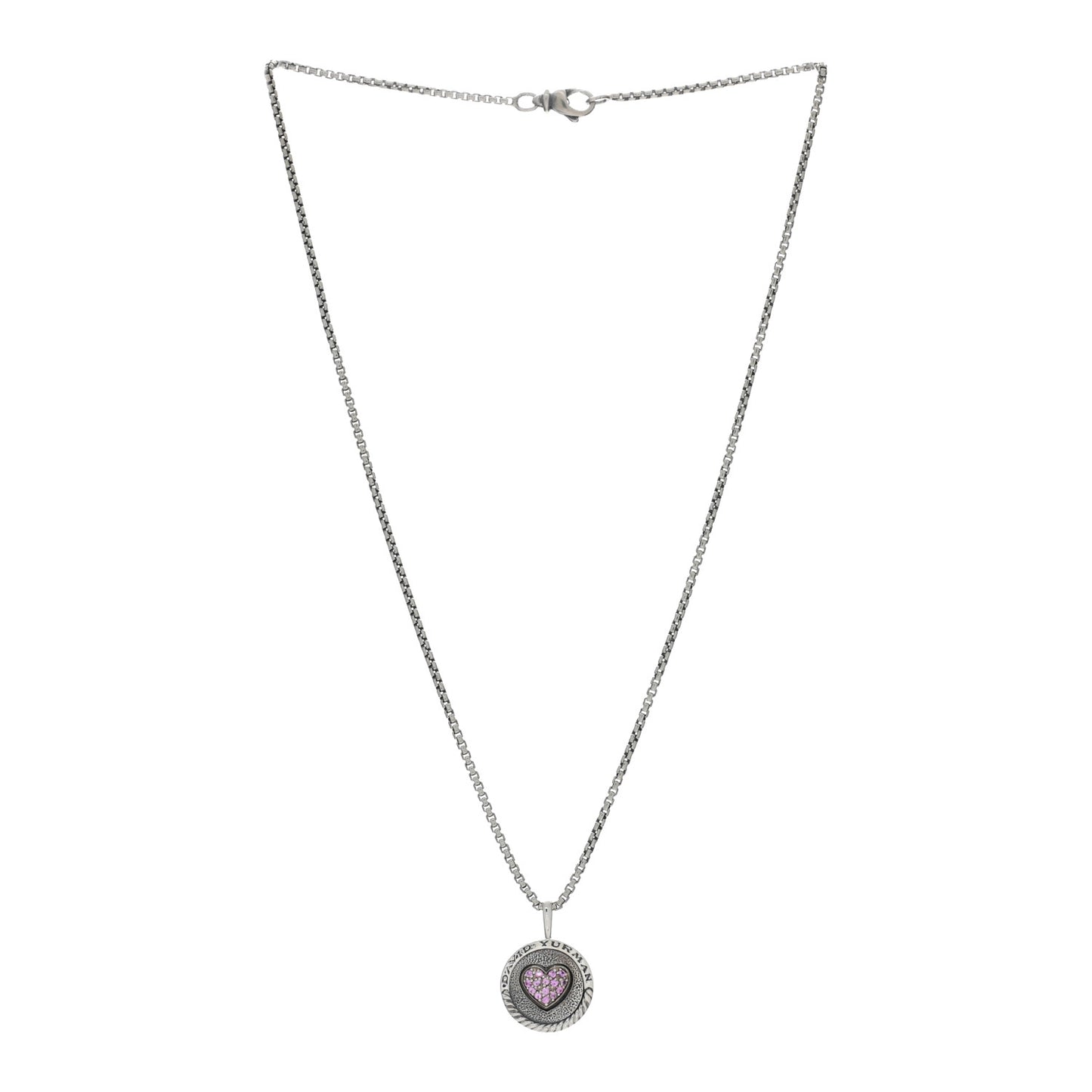 Sterling Silver Pink Sapphire Heart Amulet Pendant Necklace