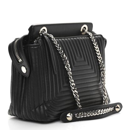 Fendi Shiny Nappa Trapuntata Chain Small DotCom Click Chain Satchel Black 4 of 14