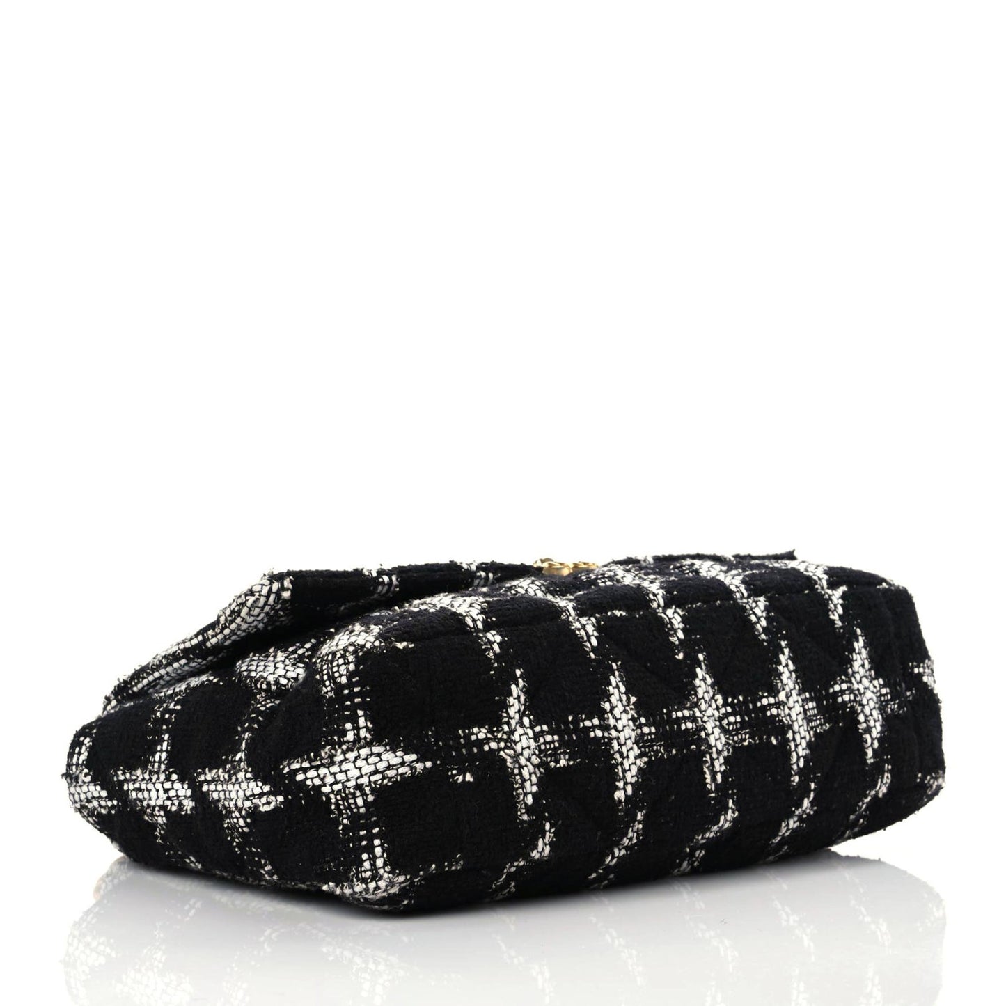 Tweed Quilted Large Chanel 19 Flap Black Ecru White