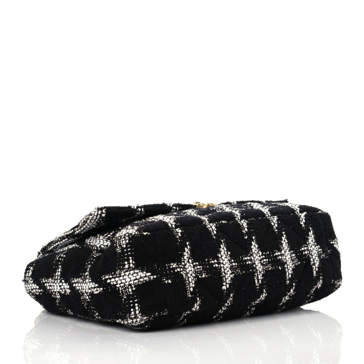 Chanel Tweed Quilted Large Chanel 19 Flap Black Ecru White 4 of 11
